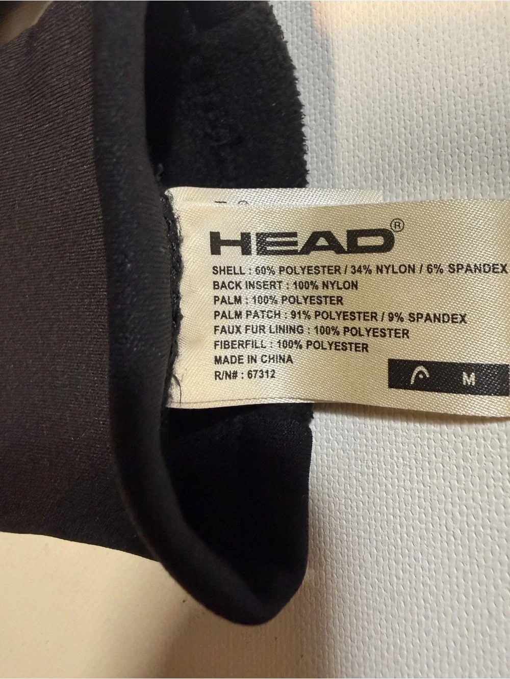 Head Black Quilted Insulated Gloves with Clip